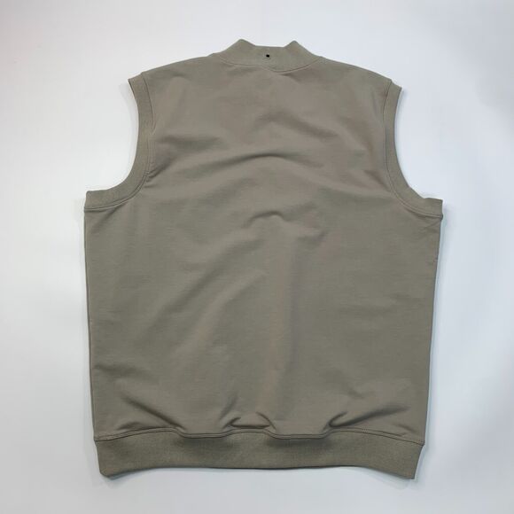 QED Style Golf Vest Mens XL Extra Large Storm Beige Quarter Zip Cotton Blend - Picture 3 of 11